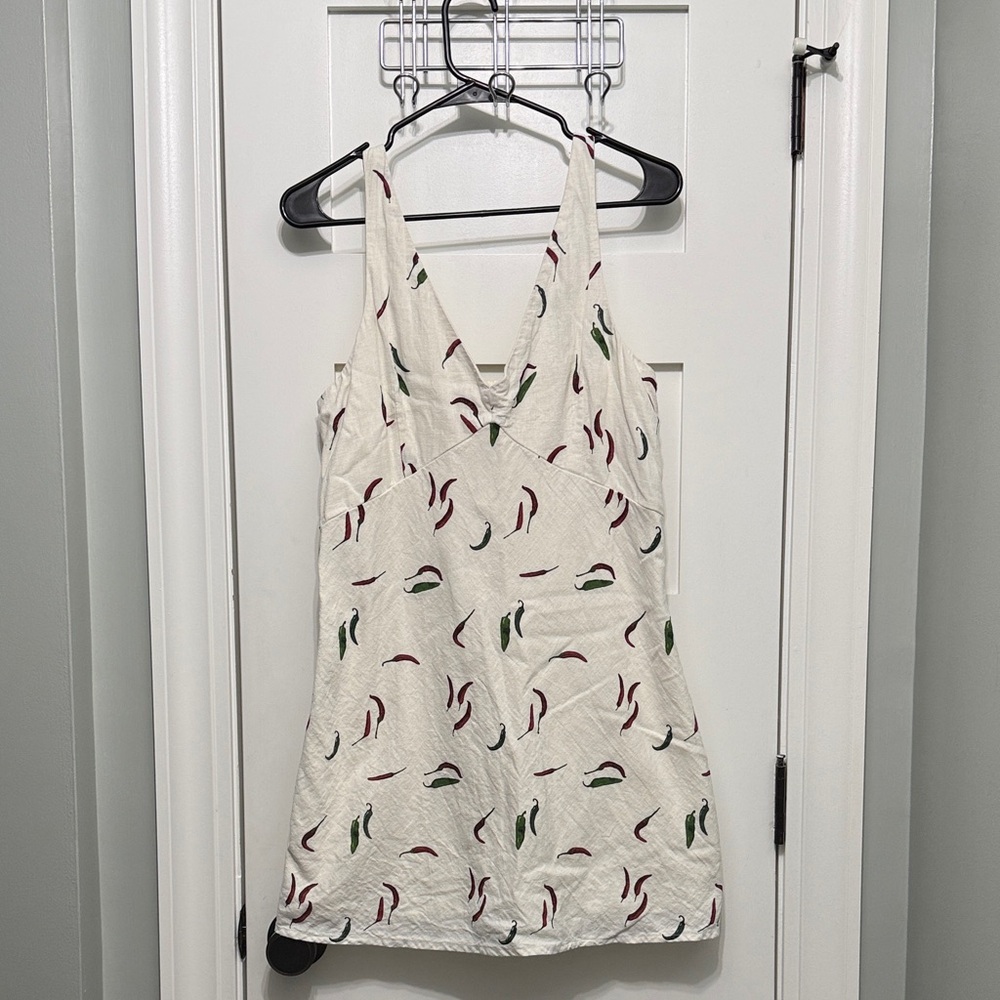 Abercrombie V-Neck Linen Blend Mini Dress Pepper Print - W L Petite
